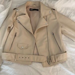 Zara beige leather jacket